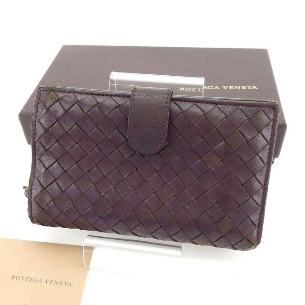 Bottega Veneta Wallet Purse Intrecciato Brown Gold Woman Authentic Used Y3586